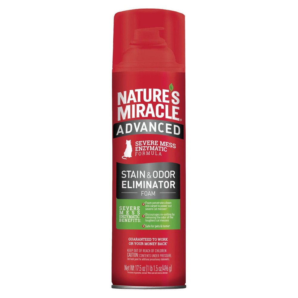 Устранитель-пена Nature's Miracle «Advanced Stain and Odor Eliminator» для удаления пятен и запахов от кошек с усиленной формулой 518 мл код 680142/6947 USA