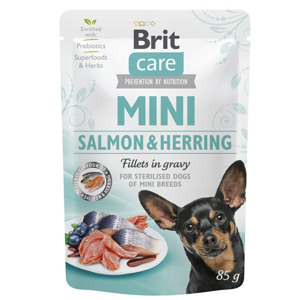 Влажный корм для собак Brit Care Mini з филе лосося и селедки в соусе, 85 г