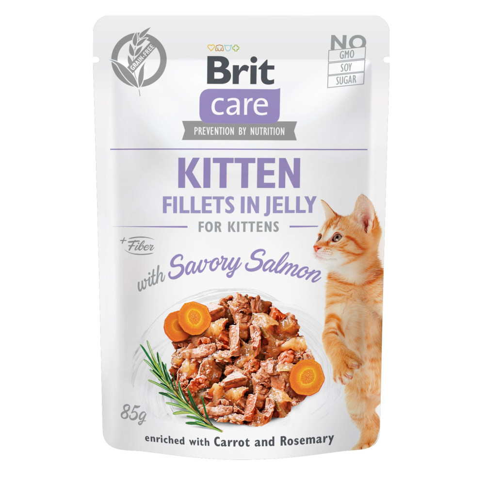 Влажный корм для котят Brit Care Cat pouch 85 г (лосось в желе) код 100537/0594