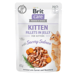 Влажный корм для котят Brit Care Cat pouch 85 г (лосось в желе) код 100537/0594