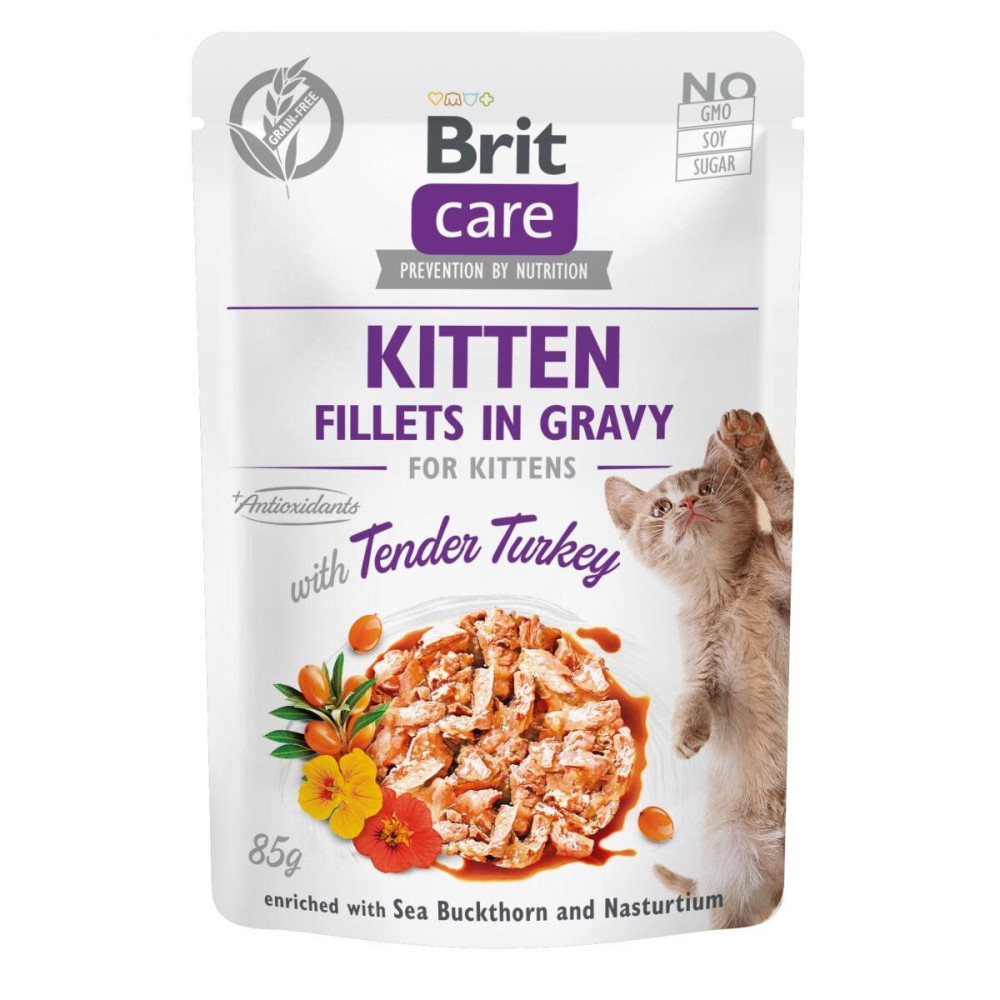 Влажный корм для котят Brit Care Cat pouch 85g (филе индейки в соусе) код 100531/0532