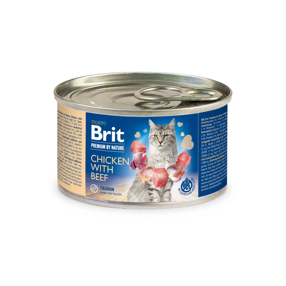 Консервы для кошекBrit Premium Chicken & Beef 200 г (паштет с курицей и говядиной код 100614/5018