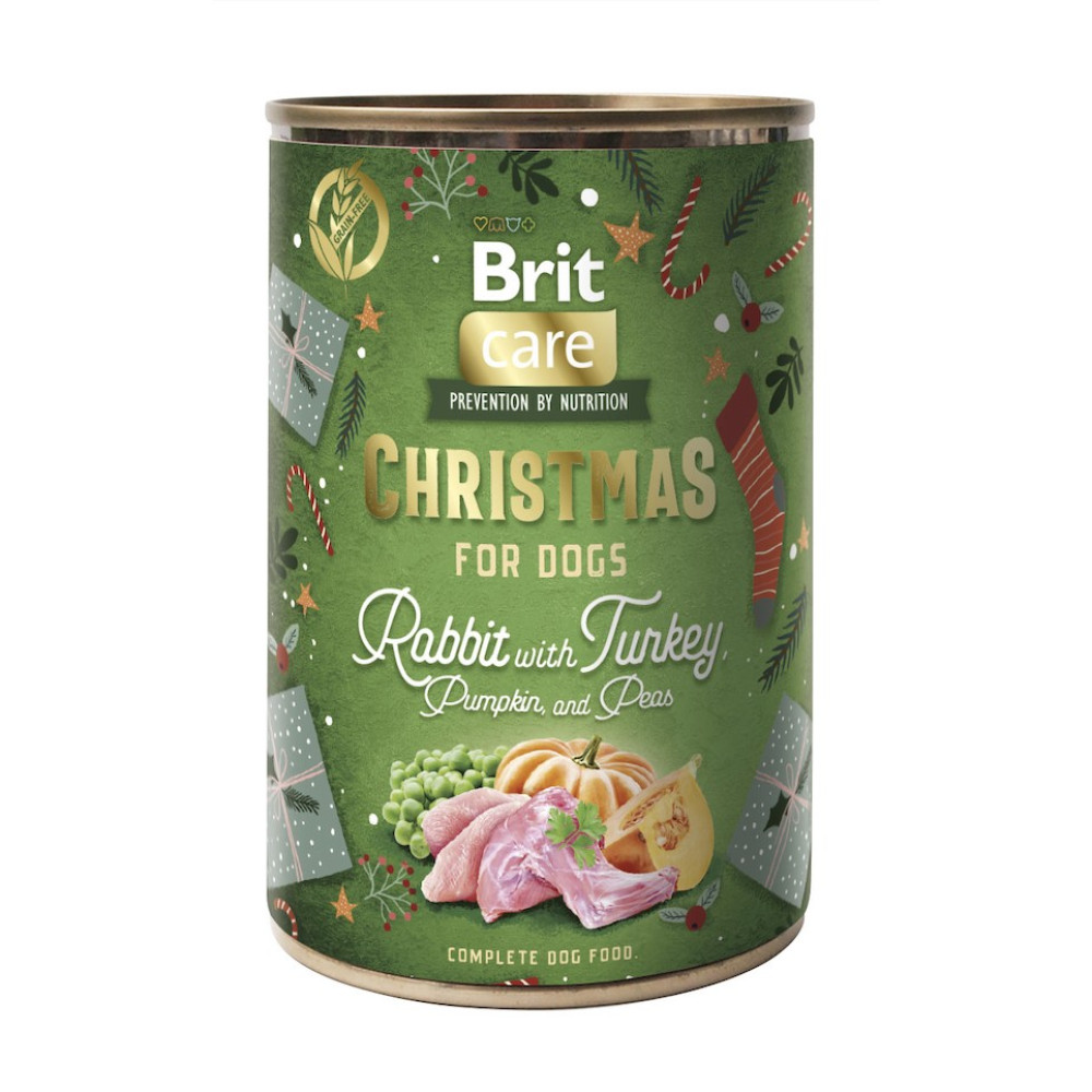 Корм влажный Brit Mono Protein Christmas Lamb д/собак різдвяна вечеря кролик 400 г
