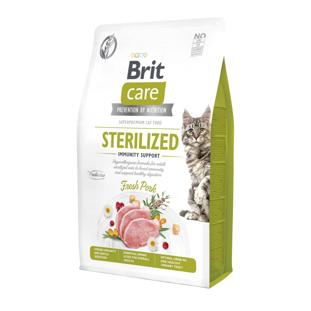 Brit Care Cat GF Sterilized Immunity Support сухой корм для стерилизованных кошек  со свининой
