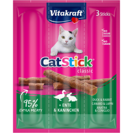 Лакомство для кошек Vitakraft мясные палочки с уткой и кроликом, 3 шт*6 г код 24190