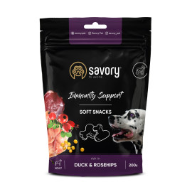 Лакомство для собак Savory мягкие, для укрепления иммунитета собак, утка и шиповник 200 г код 31331