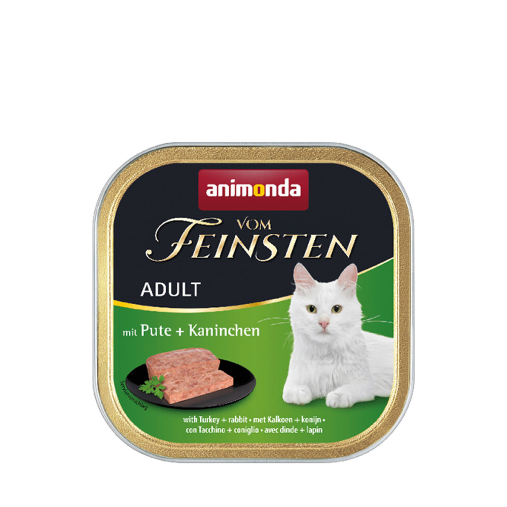 ANIMONDA Анимонда Vom Feinsten Adult with Turkey + Rabbit с индейкой и кроликом для кошек, 100 г