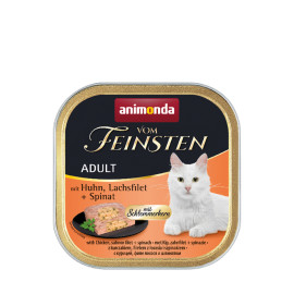 ANIMONDA Анимонда Vom Feinsten Adult with Chicken, Salmon filet + Spinach с курицей, лососем и шпинатом для кошек, 100 г