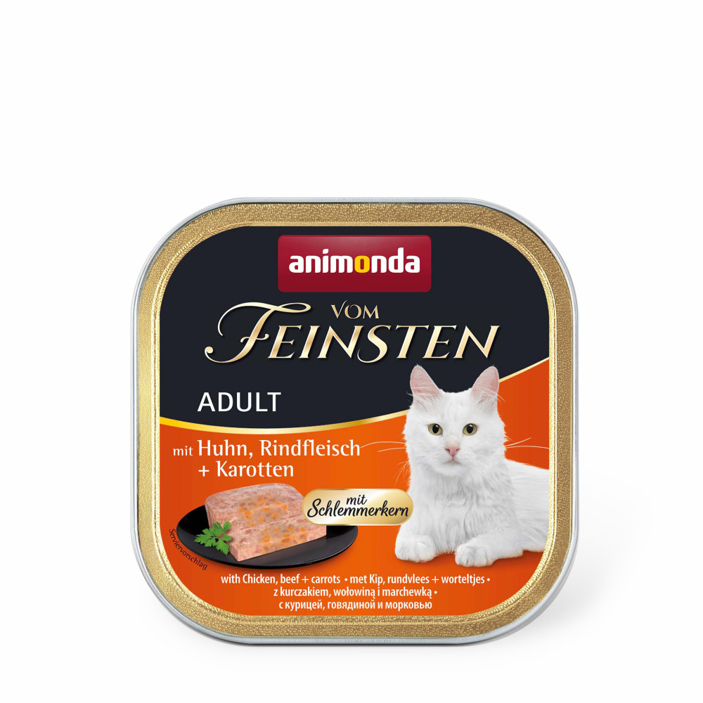 ANIMONDA Анимонда Vom Feinsten Adult with Chicken, Beef + Carrots с курицей, говядиной и морковью для кошек, 100 г