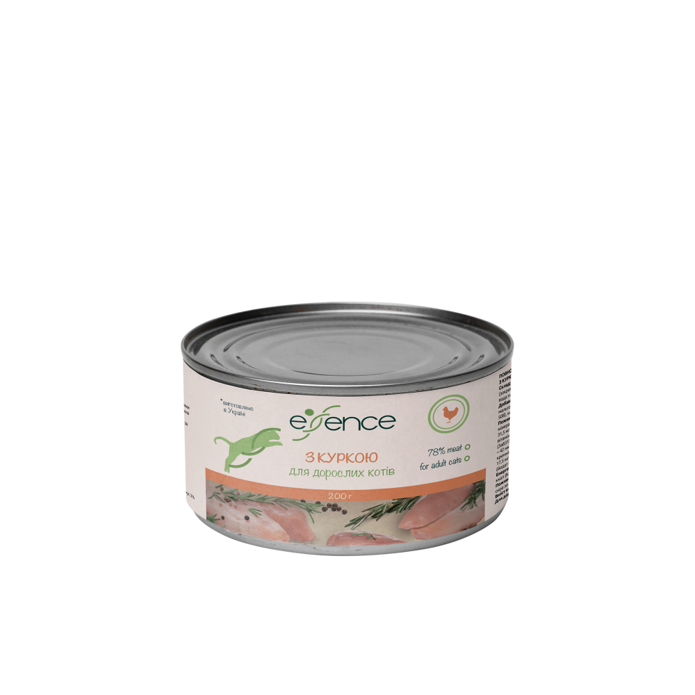 Консервированный влажный корм для взрослых кошек Essence с курицей, 200 г код 20390