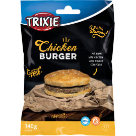 Лакомство для собак Trixie   "Chucekn Burger" Бургер c курицей и сиромятной кожей 9см 140г арт.31505