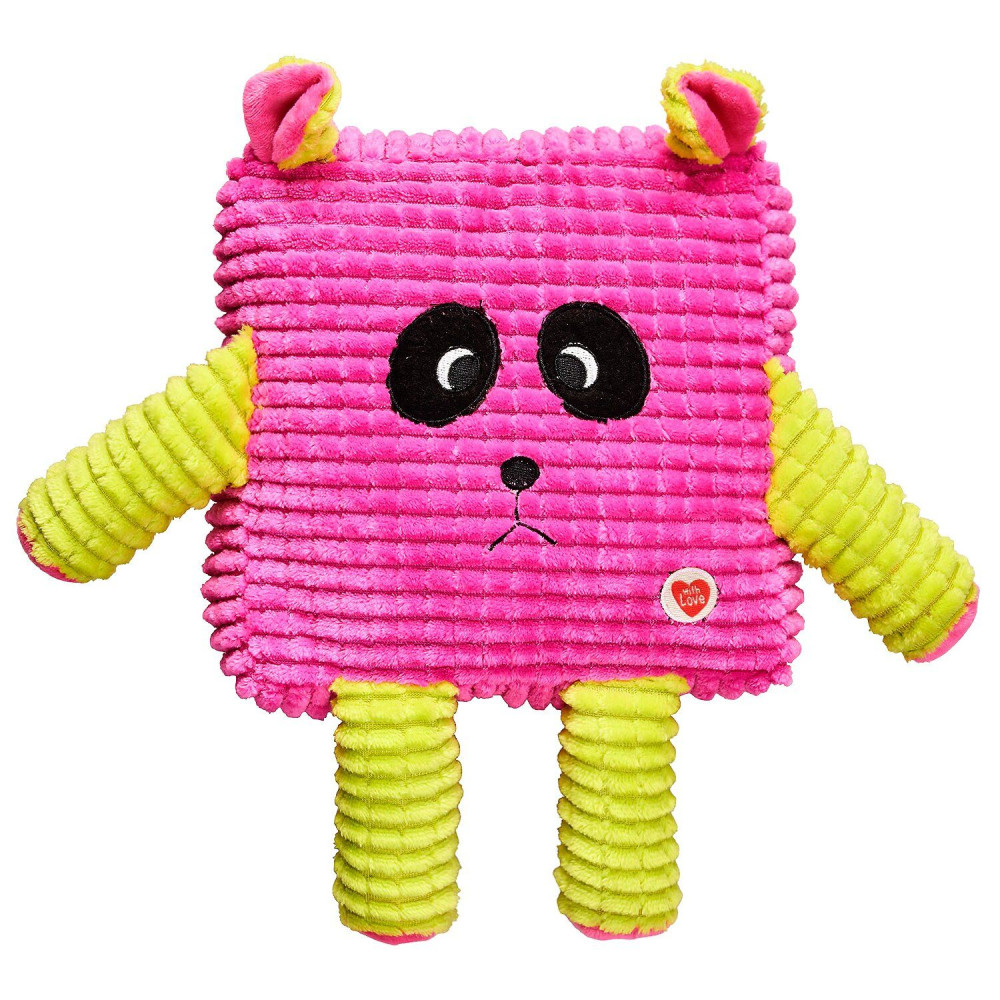 Игрушка для собак GimDog Мишка розовый  с пищалкой Cuddly Cubes 30 см код G-80744 роз