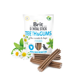 Лакомства для собак Brit Dental Stick Teeth & Gums здоровые десна и зубы, ромашка и шалфей, 7 шт, 251 г