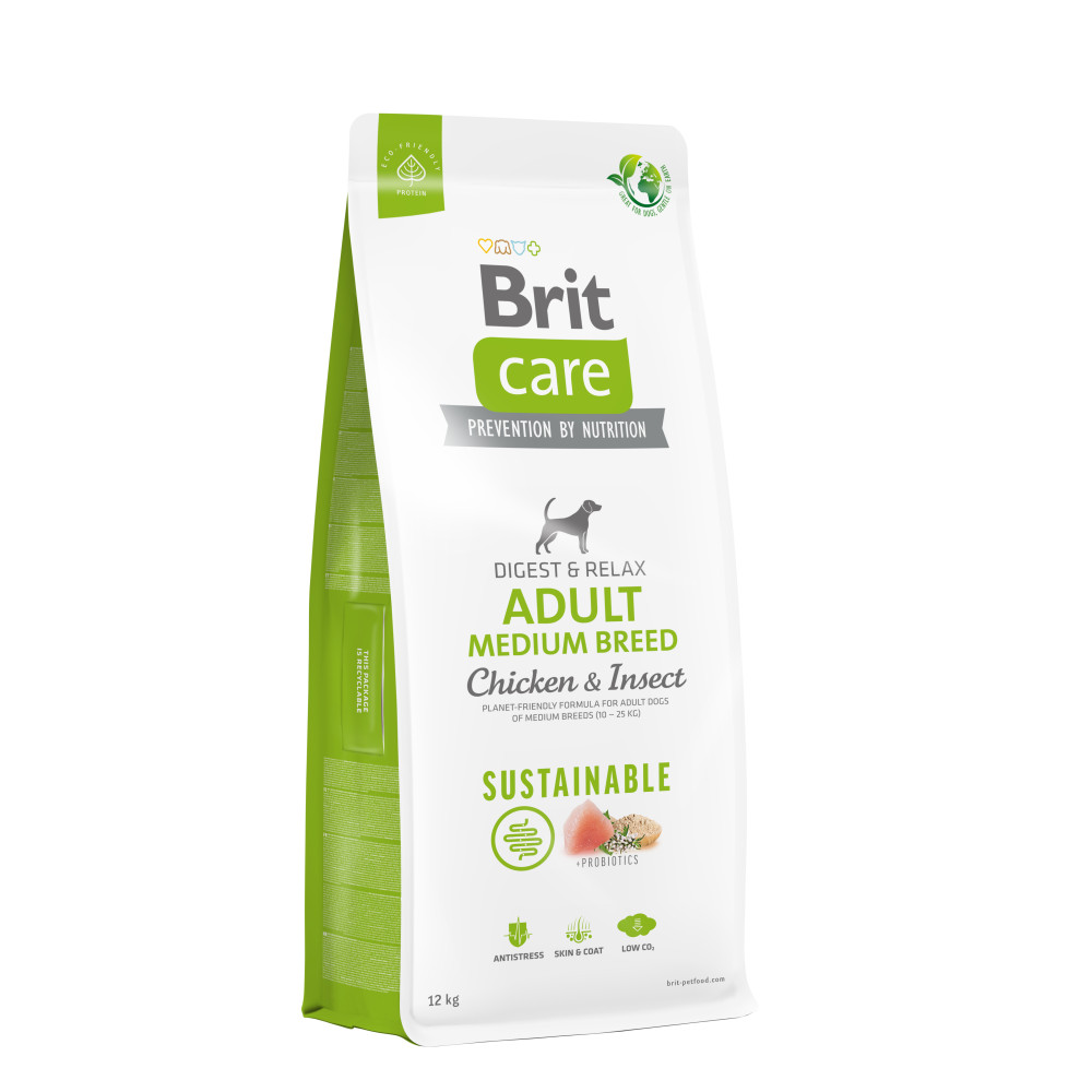 Brit Care Dog Sustainable Adult Medium Breed корм для собак средних пород с курицей и насекомыми