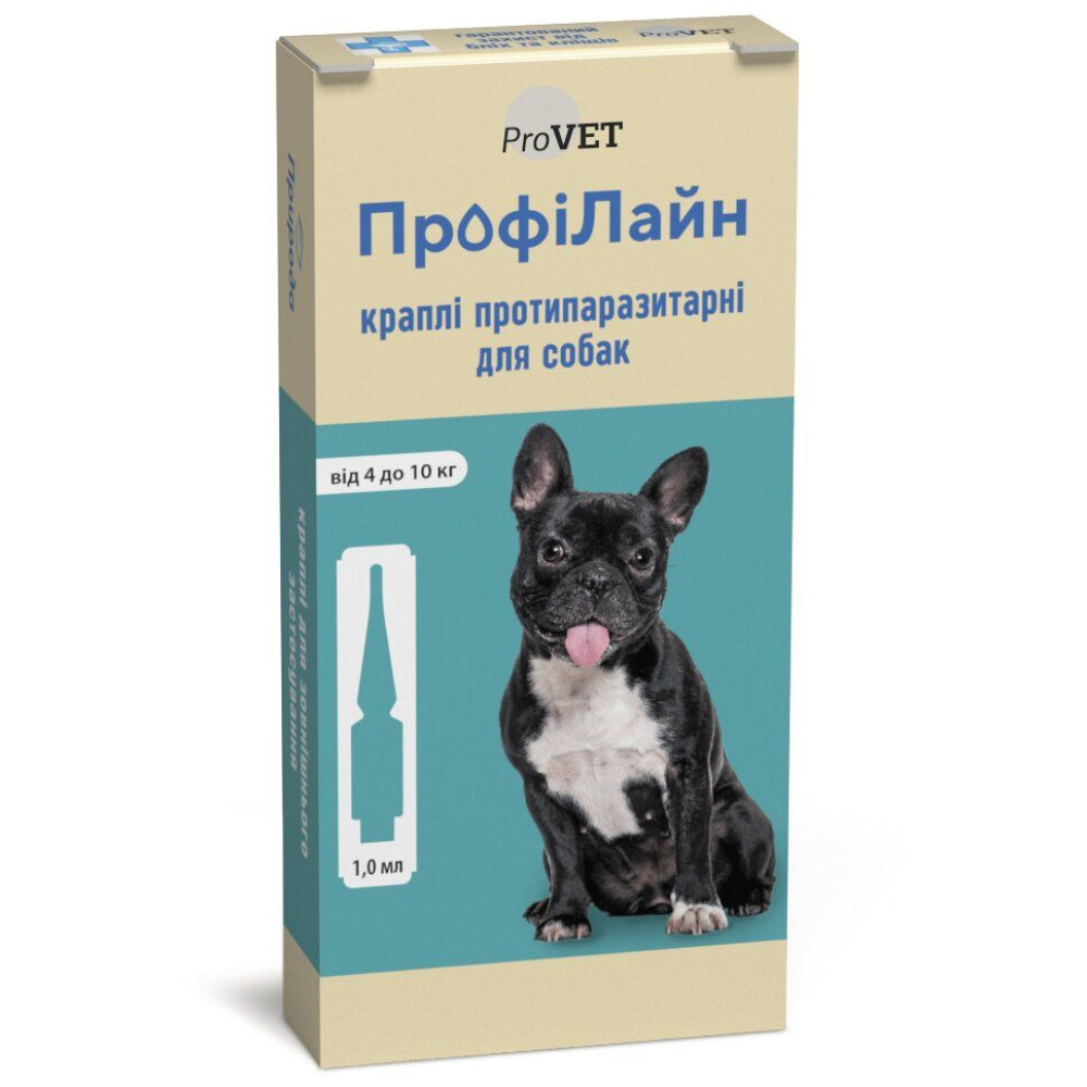 Капли на холку для собак Природа ProVET «ПрофиЛайн» от 4 до 10 кг, 4 пипетки