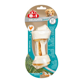 Лакомство для собак 8in1 Delights Кость для чистки зубов Pro Dental 14 см, 65 г (курица) код 660337 /102656