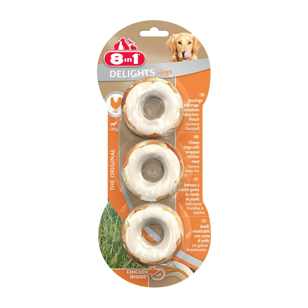 Лакомство для собак 8in1 Delights Кольцо прессованное 120 г / 3 шт. (курица) код  660399 /107804