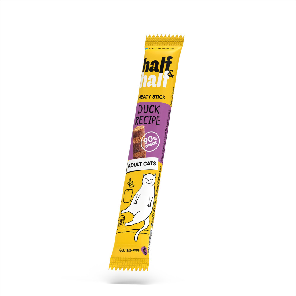 Лакомства для кошек Half&Half в форме мясных палочек с уткой, 5 г