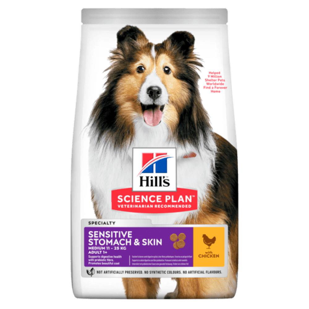 Корм Хилс Hill s Science Plan™ Canine Adult Sensitive Stomach & skin Хилс корм для собак Курица 