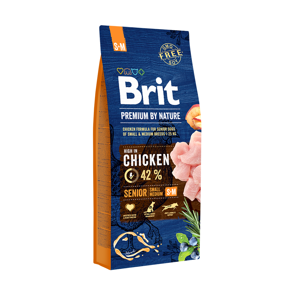 BRIT PREMIUM ADULT  Senior S-M  Брит сеньор C-М корм для собак 